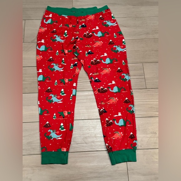 Christmas Dinosaur SET Pajamas 100% cotton - Red Green Large - Picture 2 of 8